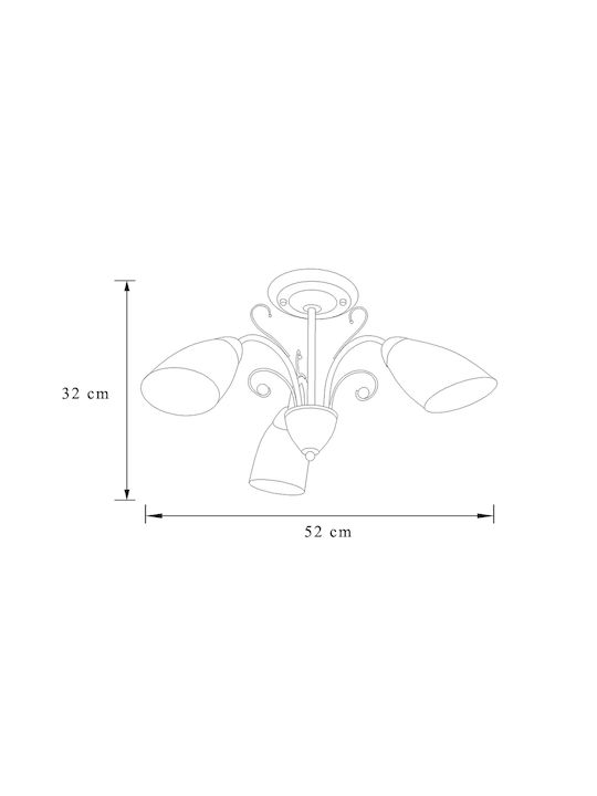 Agora Lighting Πλαφονιέρα Οροφής Χρυσή με Ντουί E27