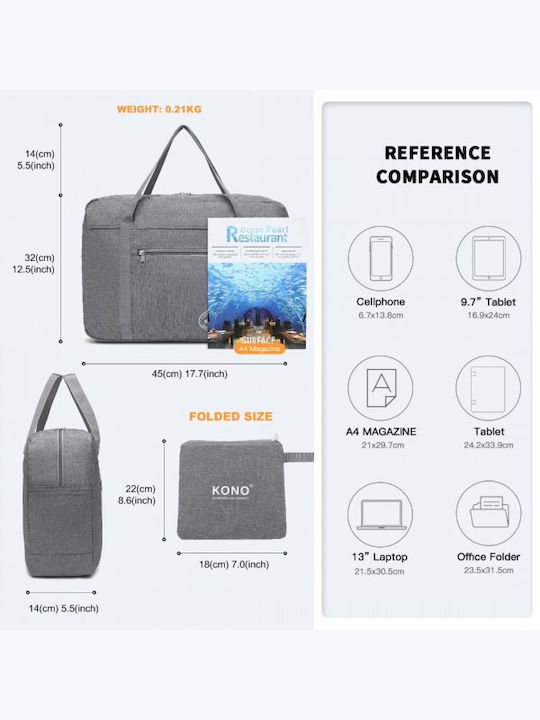 Miss Lulu Foldable Waterproof Storage Cabin Travel Handbag Gray