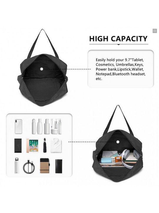 Miss Lulu Foldable Waterproof Storage Cabin Travel Handbag Black