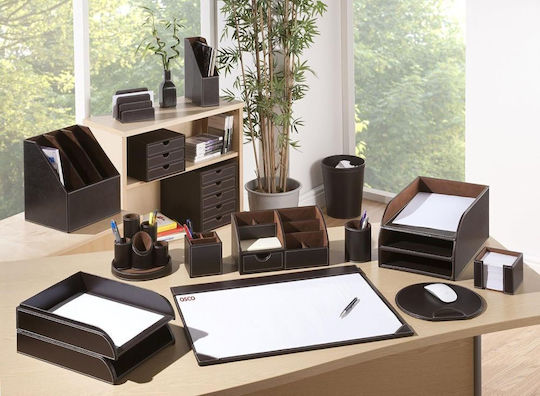 Osco Leather Desktop Drawer 3 Number of Spit 25x34x18cm Brown