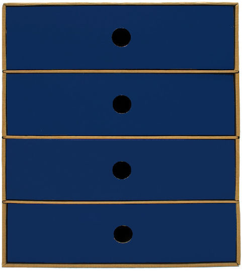 Metron Paper Desk Organizer with 4 Drawers Blue