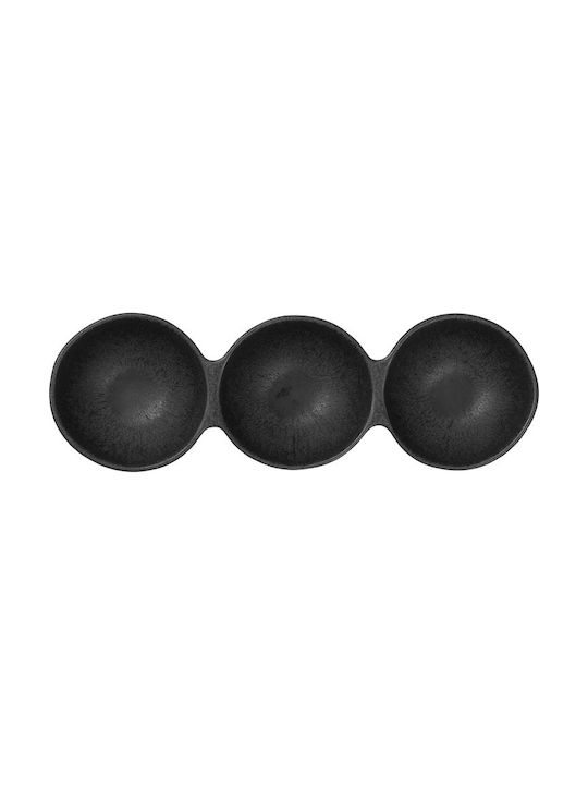 ASA Selection Ceramic Dessert Divided Serving Plate with 3 Slots Black Ø32cm 32x10.5cm