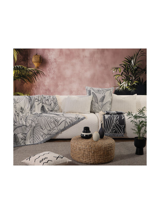 Nef-Nef Homeware Μαξιλάρι Καναπέ Grow από 100% Βαμβάκι Εκρού/μαύρο 50x50εκ.