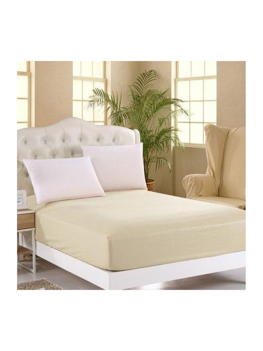 Pucioasa Cearșaf Single cu Elastic 100x200+25cm. Cremă