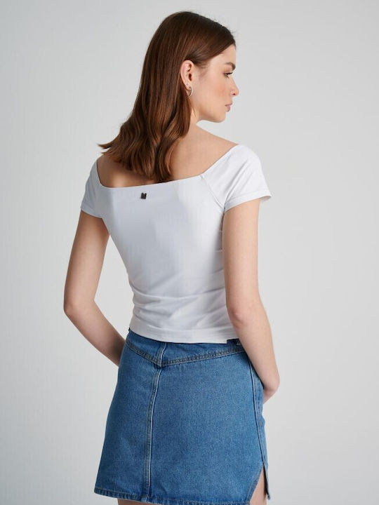 Γυναικείο Crop Top Κοντομάνικο White