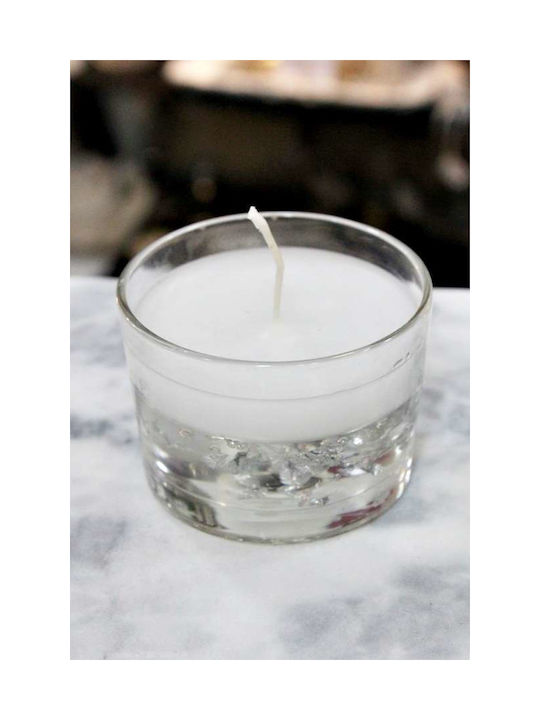 Αρωματικό Κερί Ποτήρι Φ 8,2 X 5,8 Cm Gel Ασημί Φύλλα