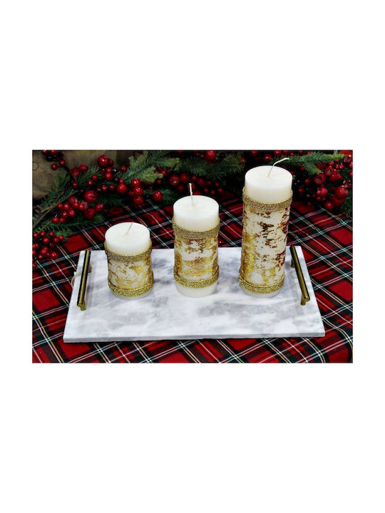 Scented Candle 6.5 X 15 Cm Gold Cord Gold Leaves