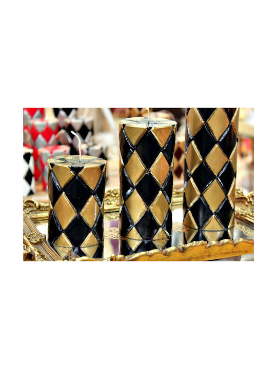 Carve Candle Gold Black Rhombus 7.5*10
