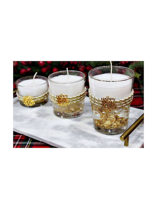 Scented Candle Glass Ø8.5 X 8.9 Cm Gel Decoration Gold Leaves