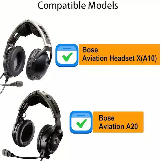 Replacement Cushions Bose Aviation X A20/a10 Pair - Black Compatible