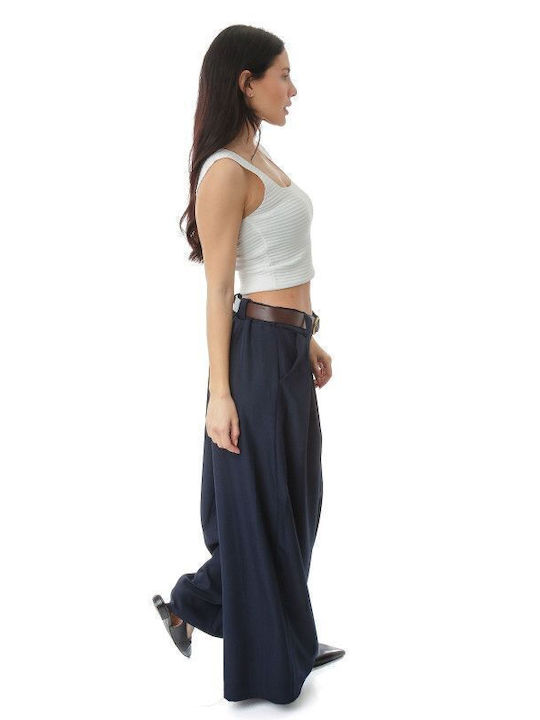 Blaue Weite Faltenhose