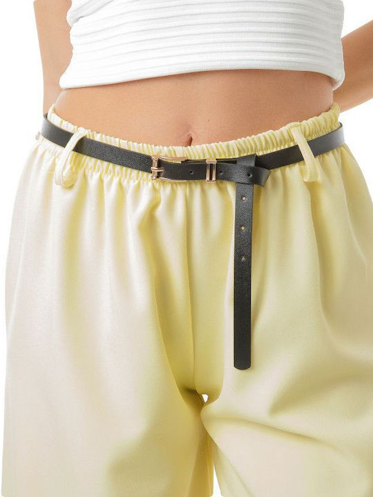 Yellow Wide-Leg Trousers with Belt
