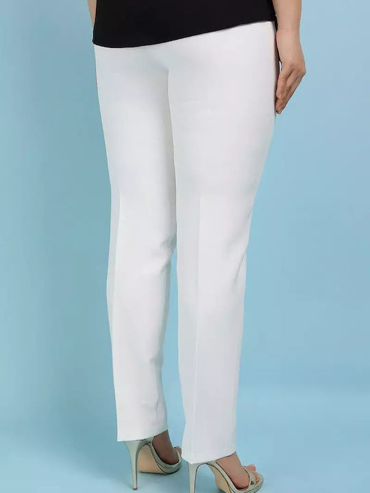 Women's Fabric Trousers Slim Fit White