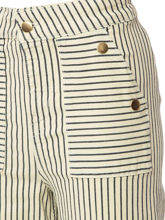 High Waist Women's Jean Trousers Flared in Regular Fit Natural Stripe