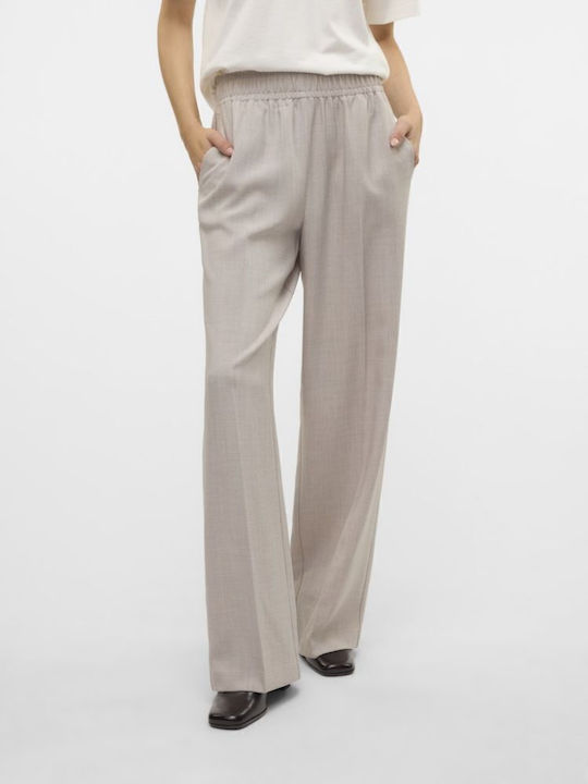 Women's Fabric Trousers with Elastic Loose Fit Vapor Blue/melange