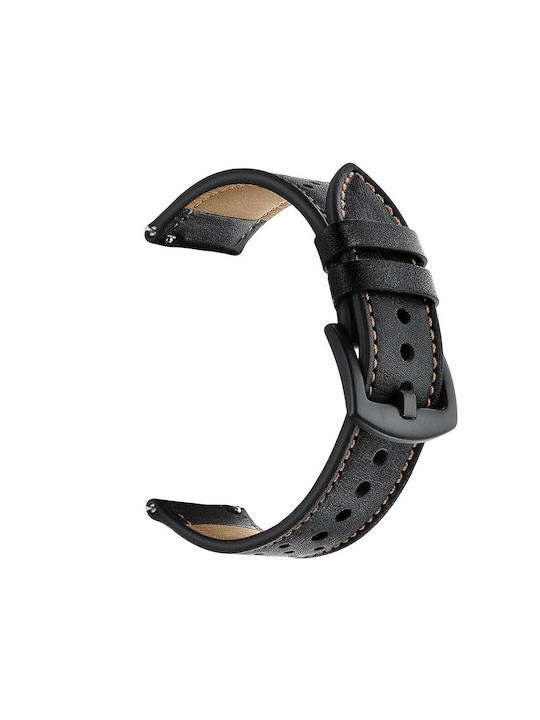 Leather Strap Black 20mm Galaxy Watch4 5 6 7 Fe 4 Classic/6 Classic/5 Proamazfit Gts 2 Gts 2 Mini Gts 2ehuawei Watch Gt2 Gt3 42mm Gt3 Pro 43mm Haylou Ls02