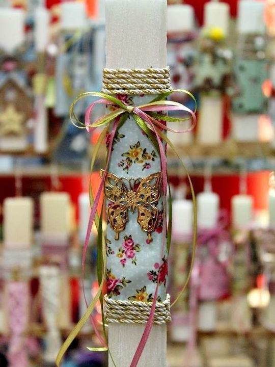 Lumânare de Paște Fluture Rotundă Aurie