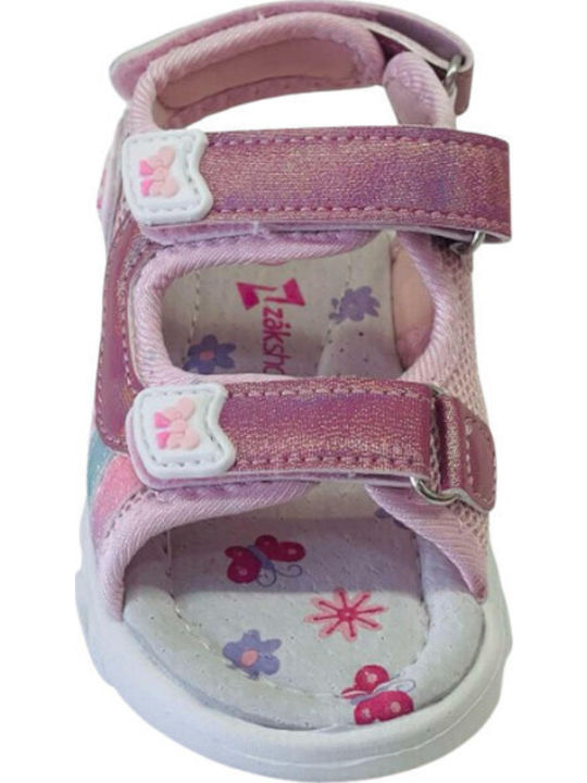Kinder Sandalen mit Klettverschluss & Lichtern Rosa