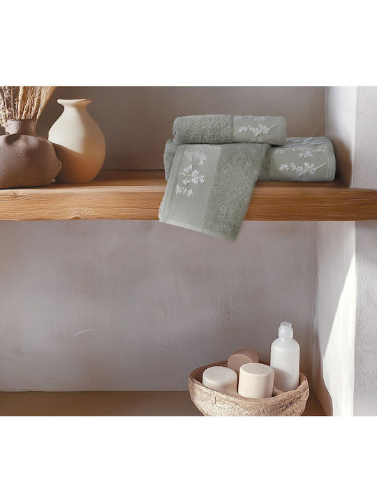 Nef-Nef Homeware Πετσέτα Χεριών Claris 30x50εκ. Πράσινο Βάρους 500gr/m²
