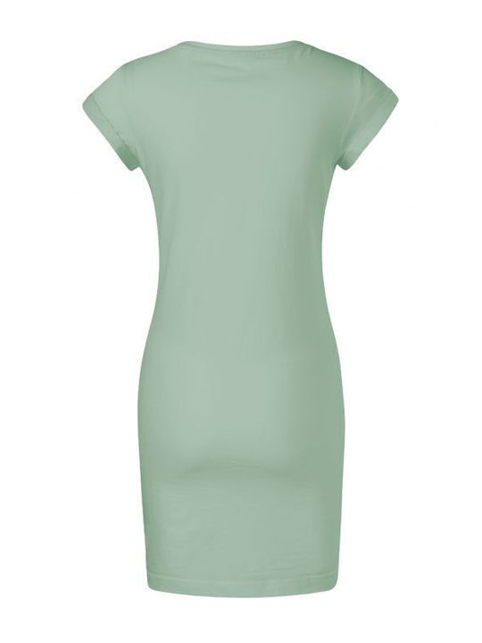 Sommer Mini Sportliches Damenkleid Kurzärmelig Grüne