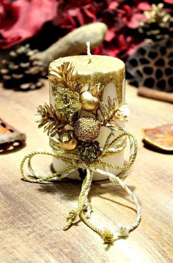 Gerakis Christmas Gold Candle 10x6.5cm