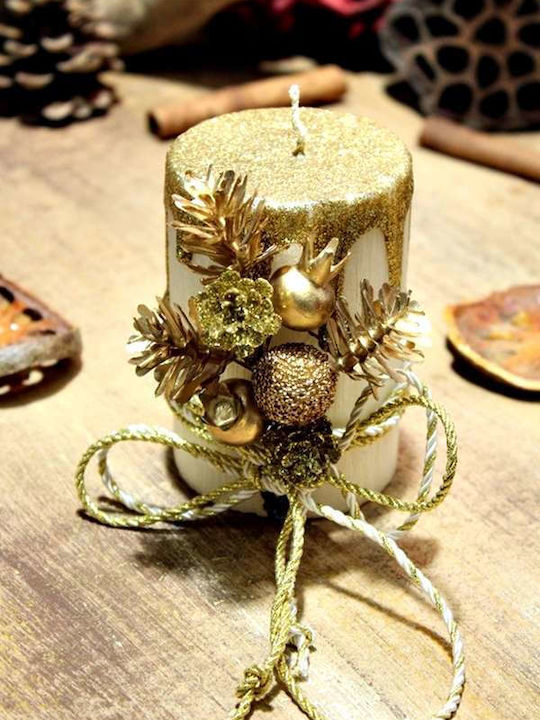 Gerakis The translated Liquid template in German language: Weihnachtskerzen & Kerzenständer Kerze Gold 10x6.5cm.