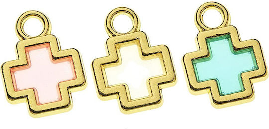 Gold Cross-Light Blue Enamel 1cm 25pcs Nu2217 Nv-25-00071-2217-light blue