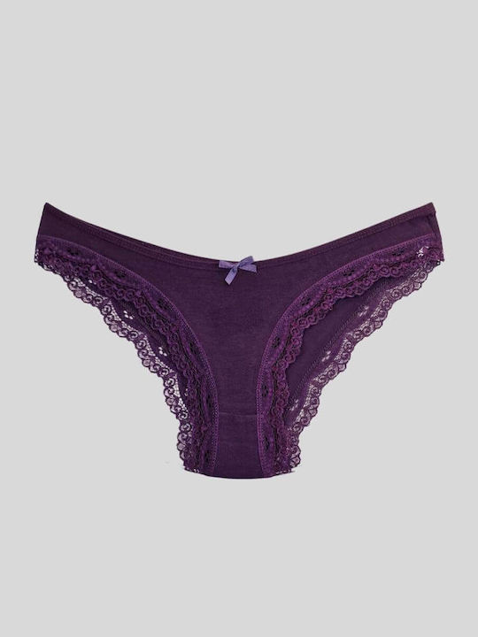 R1501 Βαμβακερά Γυναικεία Slip MultiPack με Δαντέλα Πολύχρωμο