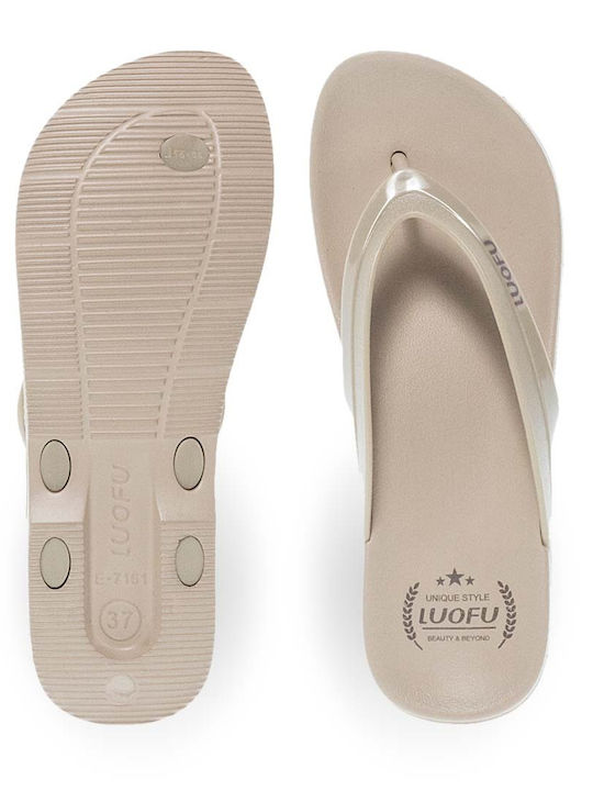 Frauen Flip Flops in Beige Farbe