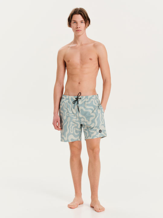 Men's Swimwear Shorts Green with Prints 251.EM504.45-Pr484-Mint