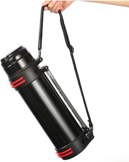 Factory Curea de transport Sticlă Termos Oțel inoxidabil 1.2lt Black