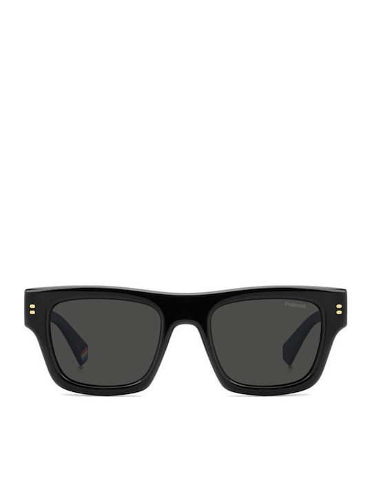 Polaroid Herren Sonnenbrillen mit Schwarzem Horn umrandetem Rahmen und Grauen Gläsern pld6238/s/x 807/M9