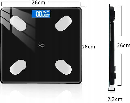 Smart Ζυγαριά με Bluetooth Μαύρη