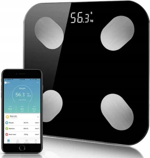 Smart Ζυγαριά με Bluetooth Μαύρη