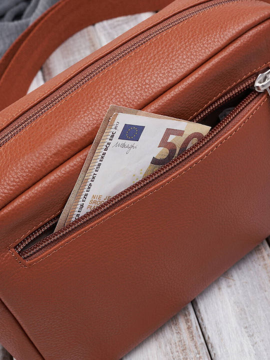 Δερμάτινη Γυναικεία Τσάντα Χιαστί Ασημί