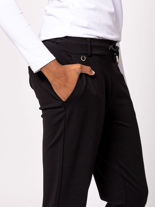 Damen Jogginghose mit Jogger Hohe Taille Schwarz