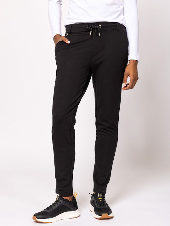 Damen Jogginghose mit Jogger Hohe Taille Schwarz