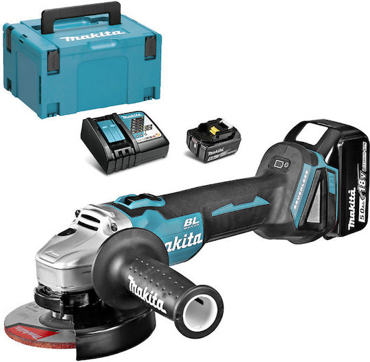 Makita Grinder 125mm Battery Brushless 2x5Ah