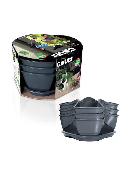Prosperplast Γλαστράκια Βοτάνων Γλάστρα Πλαστική Anthracite 29.5x29.5x38εκ.