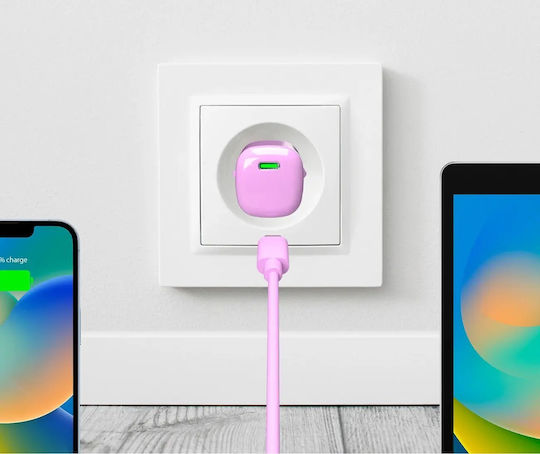 Puro Φορτιστής Χωρίς Καλώδιο GaN με Θύρα USB-C 20W Power Delivery Ροζ (PUFCMTCUSBC20WGPINK)