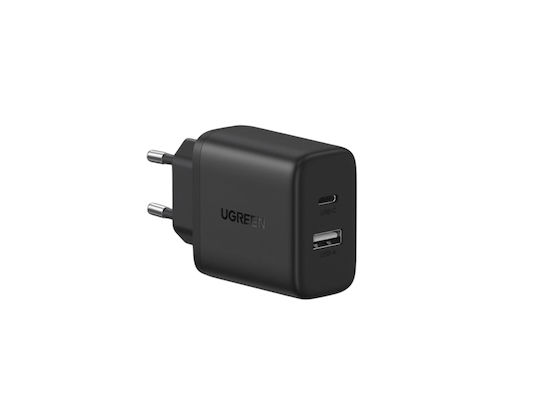 Ugreen Φορτιστής Χωρίς Καλώδιο με Θύρα USB-A και Θύρα USB-C 20W Quick Charge 4.0 Μαύρος (X227)