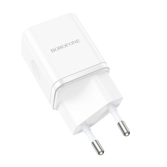 Borofone Charger Without Cable with USB-A Port and USB-C Port 20W Power Delivery / Quick Charge 3.0 Whites (BN7)