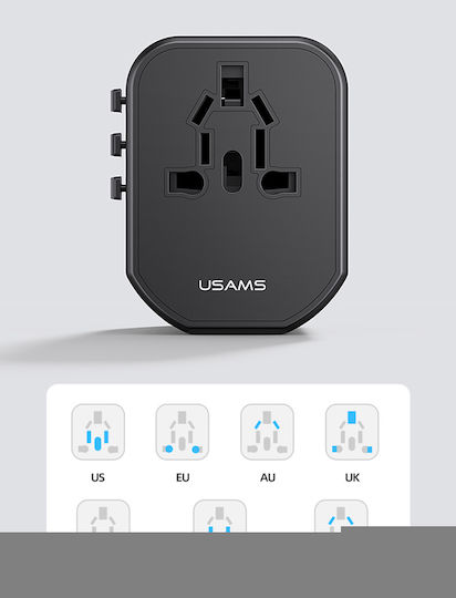 Powertech Φορτιστής GaN με Θύρα USB-A και 2 Θύρες USB-C και Καλώδιο USB-C - USB-C 65W Λευκός (PT-1378)