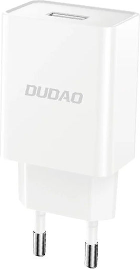 Dudao Φορτιστής με Θύρα USB-A και Καλώδιο micro USB Λευκός (A4EU)