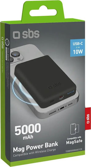 SBS MagSafe Power Bank 5000mAh 5W με Θύρα USB-C Μαύρο