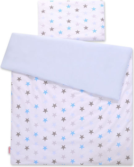 Bobono Set Kinderbettbezug Einzel mit Kissenbezug Gray And Blue 100x135cm