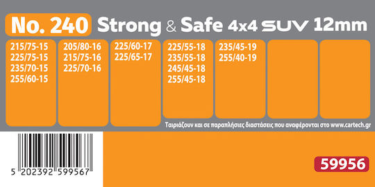 Cartech Strong & Safe No.240 Anti-slip Chains Thickness 12mm 4x4 Car 2pcs