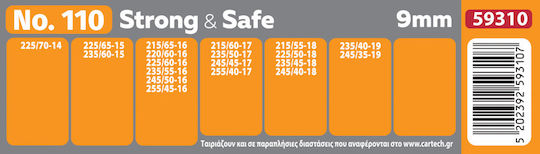 Cartech Αντιολισθητικές Αλυσίδες Πάχους 9mm Επιβατικού Αυτοκινήτου 2τμχ