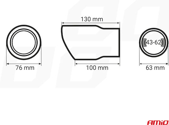 AMiO Exhaust Muffler Universal 43-62 mm