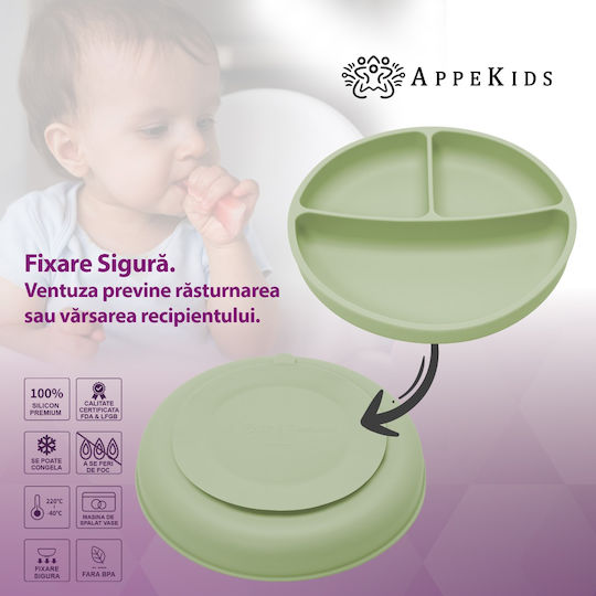 AppeKids Set Essgeschirr aus Silikon Grün 4Stück